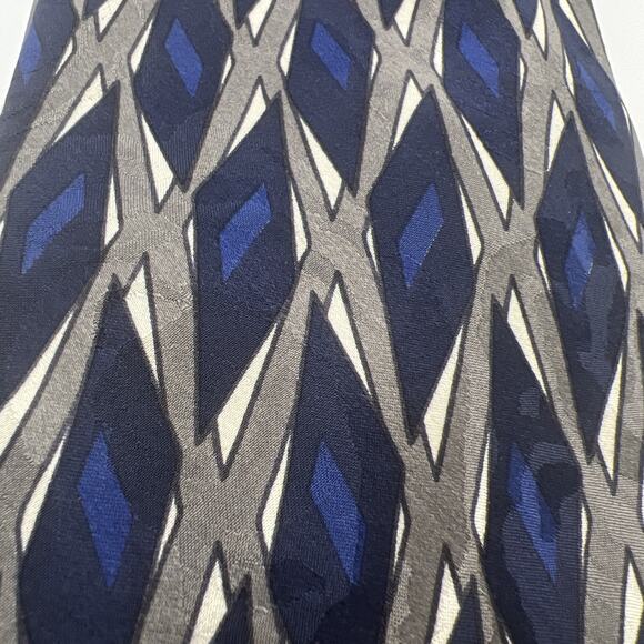 ROBERT TALBOTT STUDIO For Peter Richard Silk Tie ART DECO GEOMETRIC Blue Gray - Picture 1 of 12